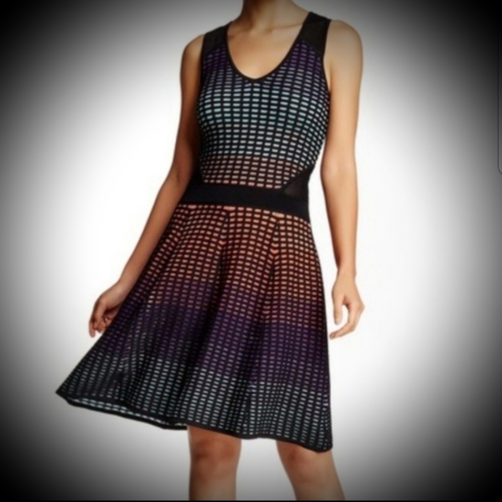 Parker Grand Knit Fit & Flare Dress in Black Multi